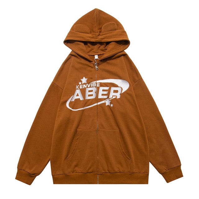 Brown Zip Up Hoodie Y2K | Y2K Cyber - Y2K Style