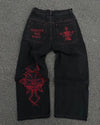 Embroidered Jeans Y2k