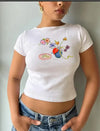 Fruit Prints Cropped T-Shirts Y2K