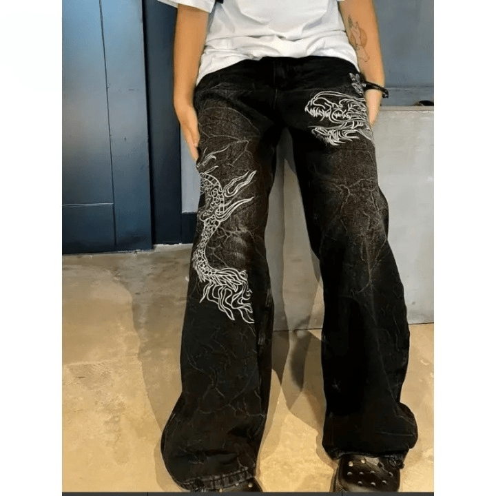 Japanese Embroidered Y2k Jeans