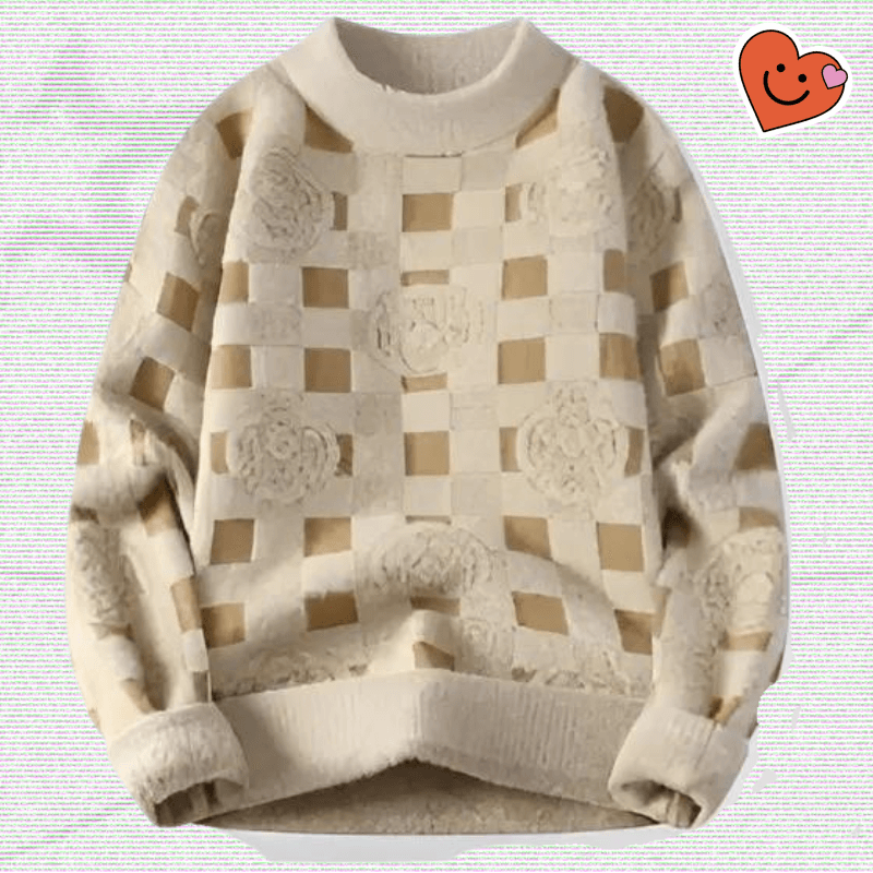 Y2K Loose Plaid Knitted Sweater