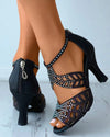 Y2K Openwork Rhinestone Heel