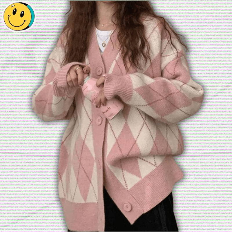 Y2K Plaid Cardigan Sweater