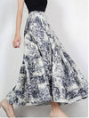 Y2K Vintage Print Long Skirt